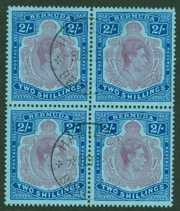 Bermudas SG 116e 2/- perf 13, morado rojizo y azul/azul pálido. Muy bien usado... - Imagen 1 de 1