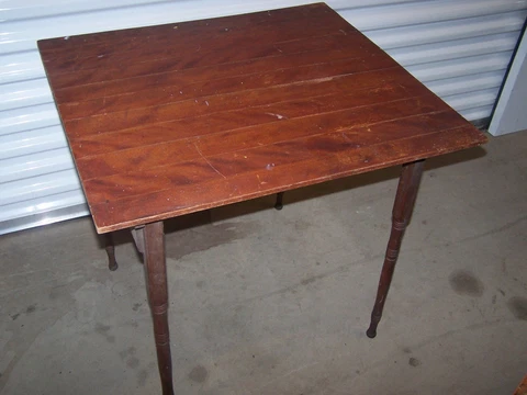 antique folding table in superb condition - interesting mechanism- Look!! Cover