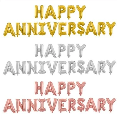 16" Happy Anniversary Bunting Foil Baloons Wedding Anniversary Confetti Balloons - Image 1 of 2