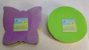 New CRAFTERS 24 Each Butterfly & Circle Shaped Multi Color Foam Sheets - Picture 1 of 7