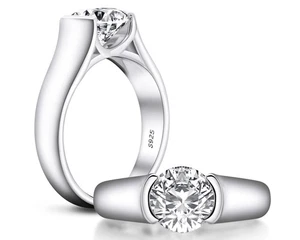 2 Karat Solitär Rund Brillant Zirkonia CZ Sterling Silber 925 Weddi... - Bild 1 von 6