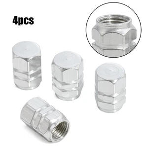 4 X Silver Aluminum Tire Wheel Rims Stem Air Valve Cap Tyre Cover Car/Truck Bike - Picture 1 of 8