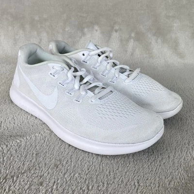 Nike Free RN Flyknit Running Womens Shoes Size 8.5 Pure Platinum White Sneaker - Image 1 of 4