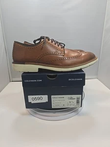 HOMBRE TALLA 9.5 M Cole Haan Go-To Punta de Ala Oxford Zapatos de Cuero Tostado Británico C34120 - Imagen 1 de 19