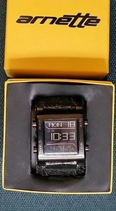 VTG Arnette AR01202 50m Black All SS Digital Watch Alarm Chrono With Box In VGC - Bild 1 von 10