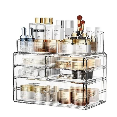 Organizador de Maquillaje Acrílico Apilable con 5 Cajones, Perfecto para Almacenamiento en Hogar Foto 1 de 4