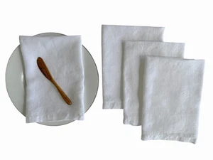 Linen Napkins – 100% French Flax – Stonewashed Pure Linen Cloth Napkins – Mit... - Picture 1 of 9