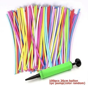 100PCS 26cm Long Stripe Balloons + Pump – Creative Latex Party Decor - Picture 1 of 1