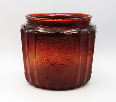 Vintage Ruby Red Amberina Mayfair Anchor Hocking Glass Biscuit Jar Glows 5.25" - Image 1 of 4