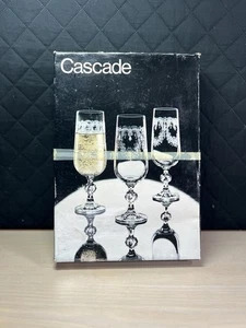Cascade Bohemian Etched Ball Stem Crystal Champagne Flute  Set Of 5 In Box - Picture 1 of 11