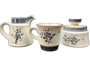 Noritake Stoneware “Pleasure” Pattern #8344 Creamer/Sugar Set PLUS Cup! VTG - Picture 1 of 21