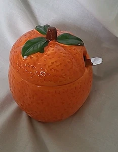 Vintage 1960's Bordallo Pinheiro Ceramic Orange Preserve Marmalade Jar 400ml. - Picture 1 of 11