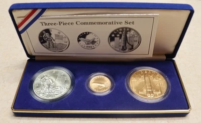 1988 年美国太空青年宇航员三件纪念套装金色/银色 — 第 1/4 张图片