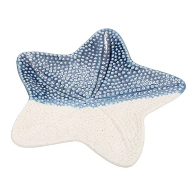 Ceramic Jewelry Tray, Conch Vanity Tray for Women Earrings Ring, Blue/White - Изображение 1 из 4