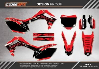 2013 2014 2015 2016 CRF 450 R Graphics Kit HONDA CRF450R 450R Decals Stickers Foto 1 de 4