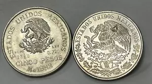 Two Coin Silver Lot 1977 20 Pesos / 1952 5 Pesos .720% #AP36 - Picture 1 of 6