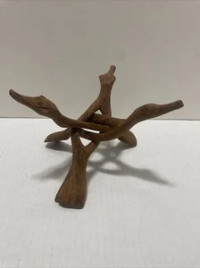 Vintage Hand Carved Wood Sculpture Statue of 3 Dogs Intertwined - Picture 1 of 5