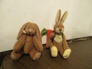 2 Cottage Collectibles By: Ganz Bunnykin Tan Bunny Rabbit Mini Jointed Stuffed - Picture 1 of 5