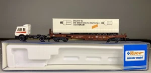 Roco N Gauge 1952 DB German Bogie Flat Wagon With Osram Lorry & Trailer - Boxed - Picture 1 of 9
