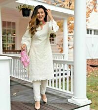 Indian Pakistani Women Chikankari Kurti Set Partywear Kurta Pants Dress Suit