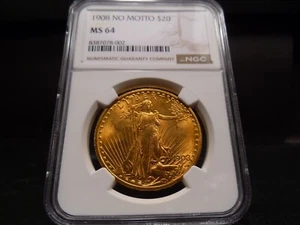 1908 MS64 No Motto $20 Gold St Gaudens Double Eagle NGC Certified - Bright - Picture 1 of 8