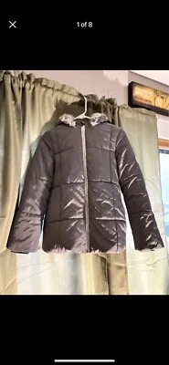 Girls Calvin Klein Hooded Size 12/14 Winter Jacket Reflective Zipper - Image 1 of 4
