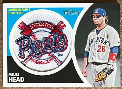 2012 Topps Heritage Minor League Hat Logo Patch #MLL-MH Miles Head Relic Rookie - Image 1 of 2
