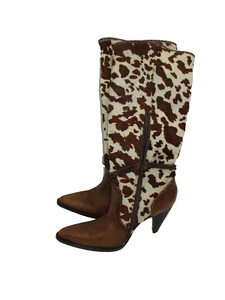 Gianni Bini Womens Sz 8M Cowhide Print Western Knee High Boots ball padded COMFY - Picture 1 of 5