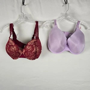 Curve Muse & Secret Treasures Bras Women's 42D Burgundy / Lavender Underwire 2pk - Picture 1 of 14
