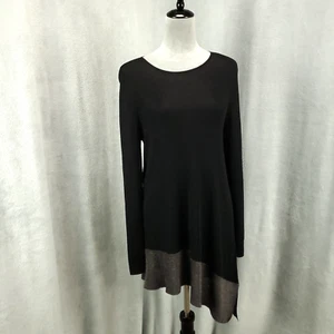 Eileen Fisher Black Tunic Womens Size Medium Asymmetic Sheer Hem Shimmer Artsy - Picture 1 of 11