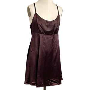 Vintage Y2K Betsey Johnson Plum Purple Satin Mini Slip Dress - M/8-10 🇺🇸 - Picture 1 of 12