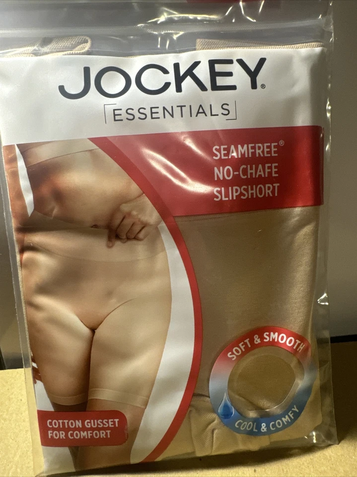 Jockey Essentials BEIGE Size SMALL Seamfree No-Chafe Slipshort