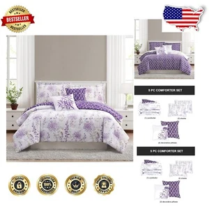 Chic Fresh Meadow Wende-Bettdecken-Set - 5-teilig Queen-Bettwäsche in Flieder - Bild 1 von 6