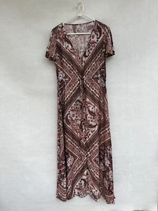 /🍁 ARNHEM Floral Paisley Long Maxi Dress MIDI Brown Orange 8 Xs - Picture 1 of 3