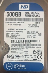 Western Digital Caviar Blue 500GB SATA 3.5" Hard drive WD5000AAKX (Tested) - Picture 1 of 5