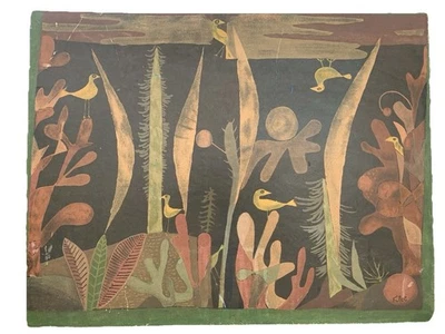 Impresión de arte abstracto moderno de mediados de siglo a bordo de Paul Klee “Bird Garden” - De colección Foto 1 de 4