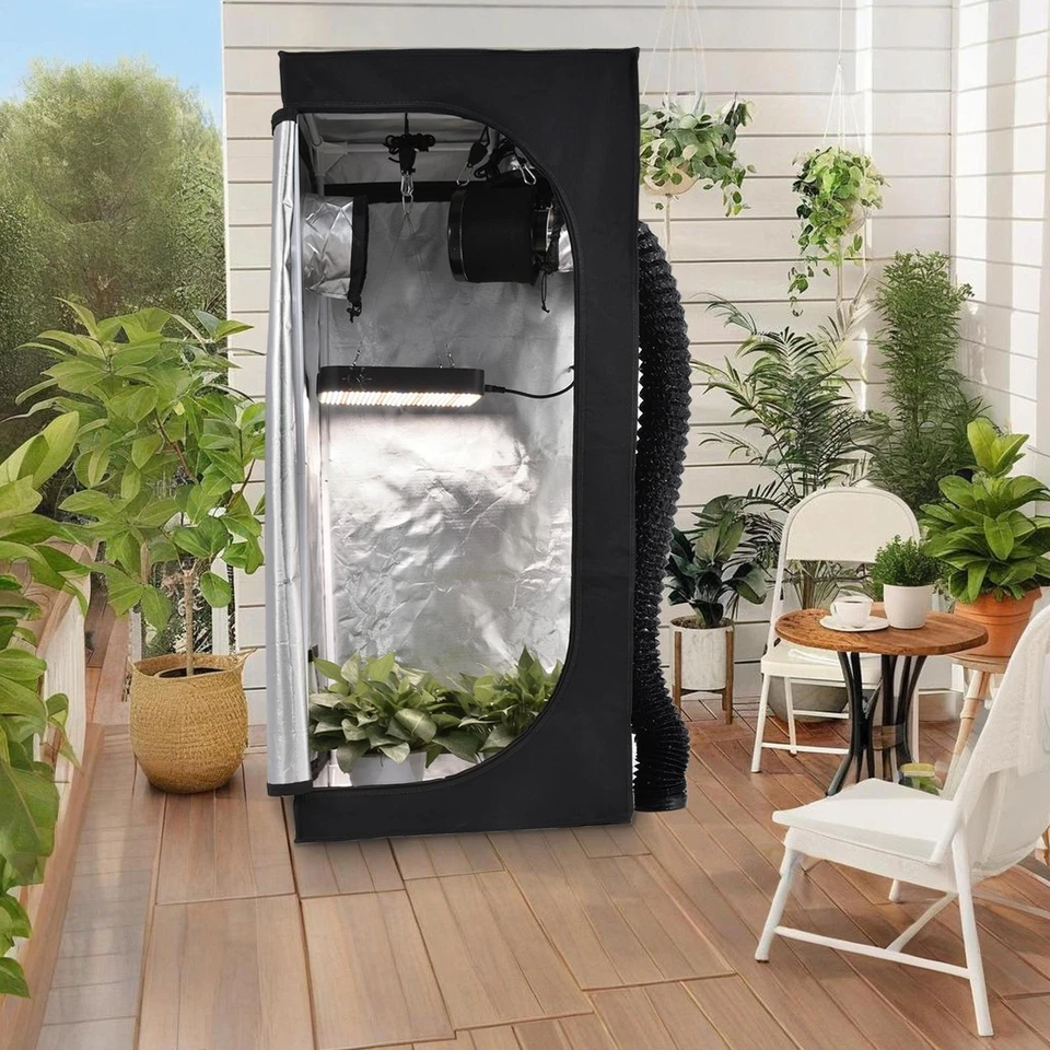 MARKENLOS Growbox Komplettset 60 x 60 x 140 cm, LED Gewächshaus Set, Indoor Growzelt Kit