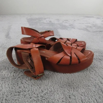 Jeffrey Campbell Sandals Womens Size 9 Brown Leather Platform Wedge Ankle Strap - Image 1 of 4