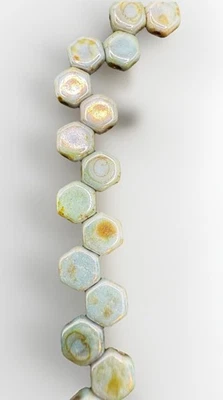 Hildie & Jo Marbled Soft Blue Czech Glass Beads 2 Hole Octagon Fire Polished 6mm - Image 1 of 2