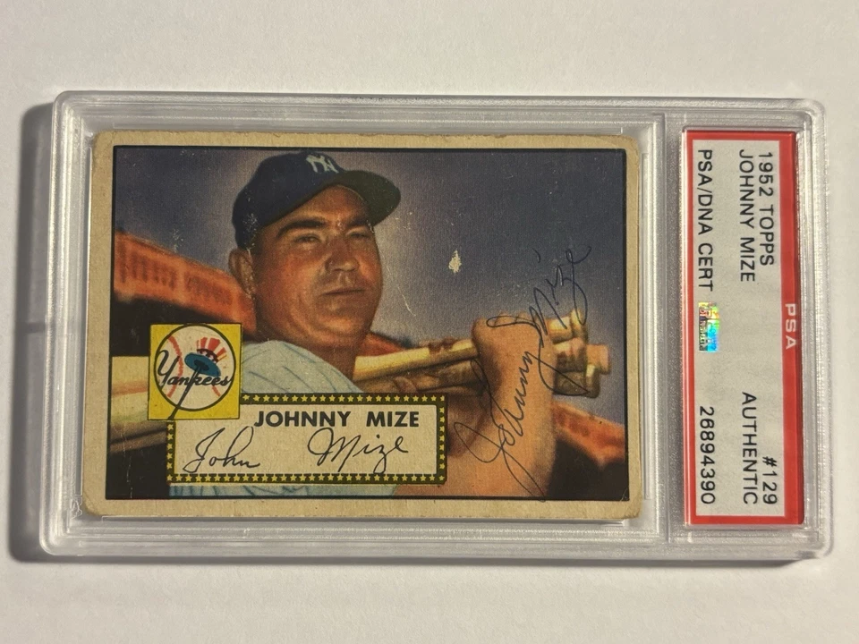 Johnny Mize Autograph 1952 Topps #129 PSA DNA Authentic Vintage Baseball Yankees - Image 1 of 2