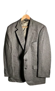 Gilbert & Lodge Blazer Mens Size M Grey Herringbone Tweed Wool Vintage - Picture 1 of 14