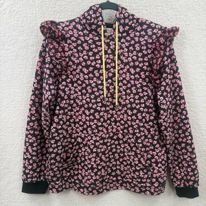 Sandy Liang for Target Black & Pink Ditsy Floral Hooded Sweatshirt Size S - Picture 1 of 10
