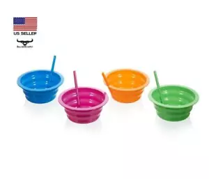 4 pack Cereal Sip-a-Bowl 22 oz Assorted Colors BPA-Free Plastic Dishwasher Safe - Picture 1 of 9