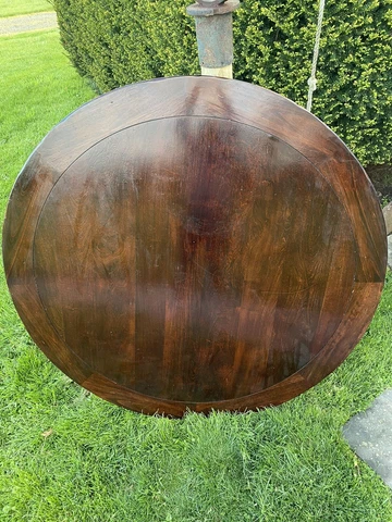 Round Mahogany Dining Table with iron base and legs 59” Diameter Cover