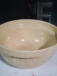 beige ceramic bowl with fruit print 10 in across 5 in depth - Picture 1 of 6