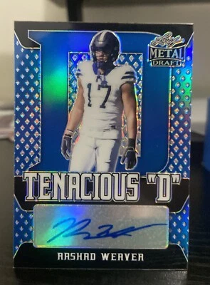2021 Leaf Metal Draft Football Rashad Weaver Tenacious “D” Autograph Rookie /35 - Image 1 of 2