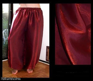 Pantalones Harén Danza del Vientre Rojo Oscuro con Brillo Rojo - Imagen 1 de 1