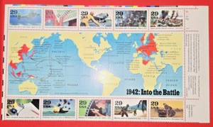 US 1942 Into the Battle World War II 29c 10 Stamp Plate Block Scott #2697 - Picture 1 of 1