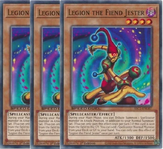 Yugioh - Legion the Fiend Jester x 3 - 1st Edition NM - Plus Free Holo Card - Image 1 of 1