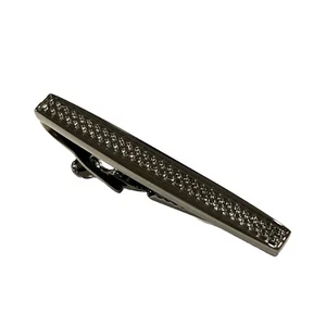 Gunmetal Greek Key Pattern Tie Clip Men Birthday Wedding Gift Fashion Tie Bar - Picture 1 of 5